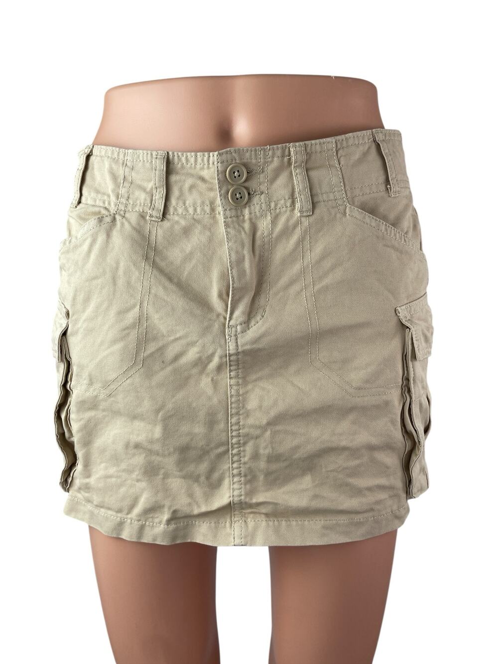Brandy Melville Women's Khaki High Waisted Mini Straight Cargo Skort Skirt 2-4